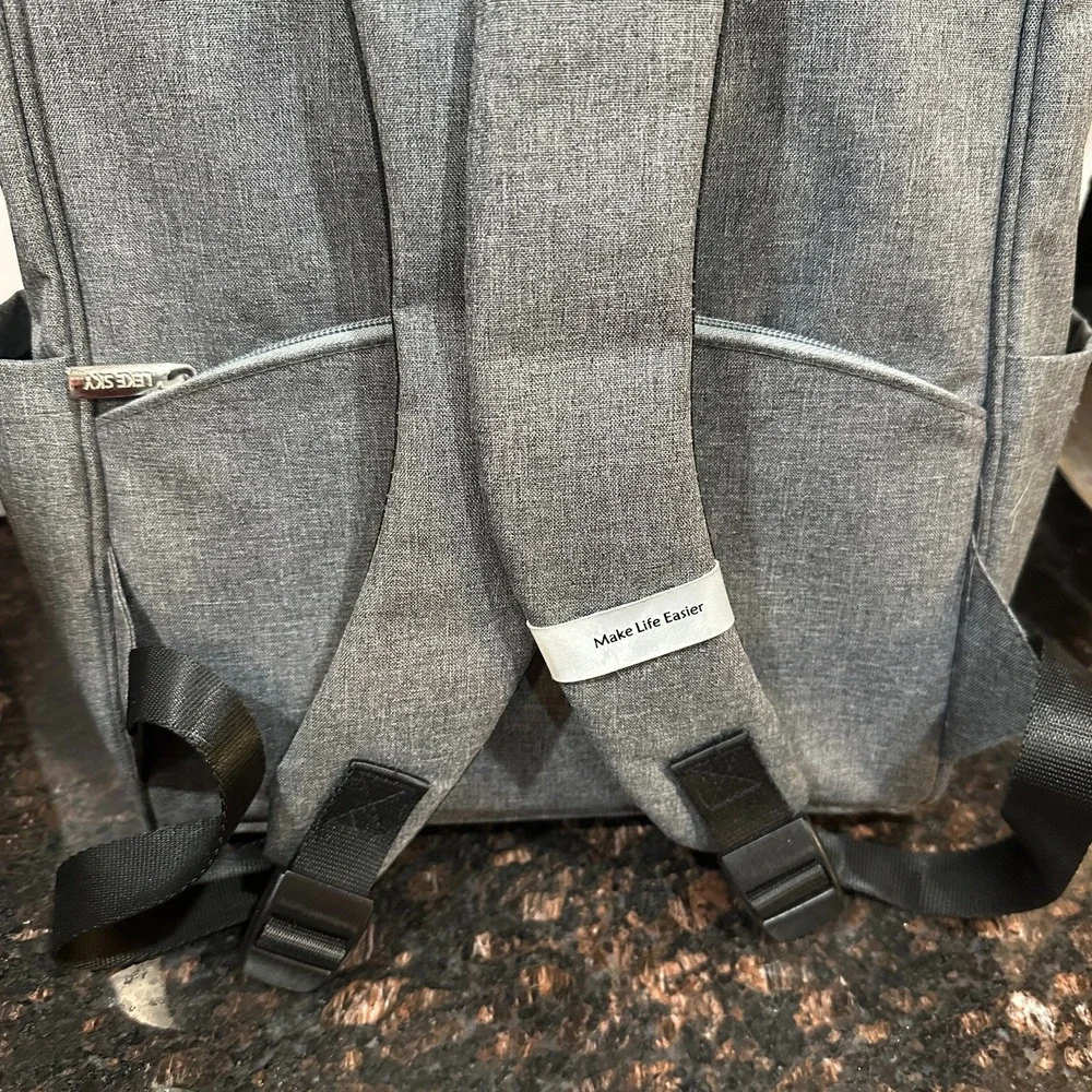 Leke Sky Gray Diaper Backpack Bag Arrow Pattern Multi Pocket Travel Unisex